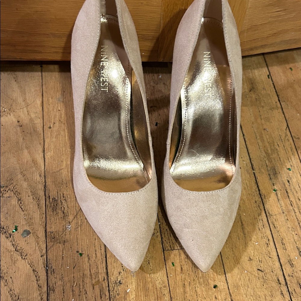 Nine West Taupe Suede Heels